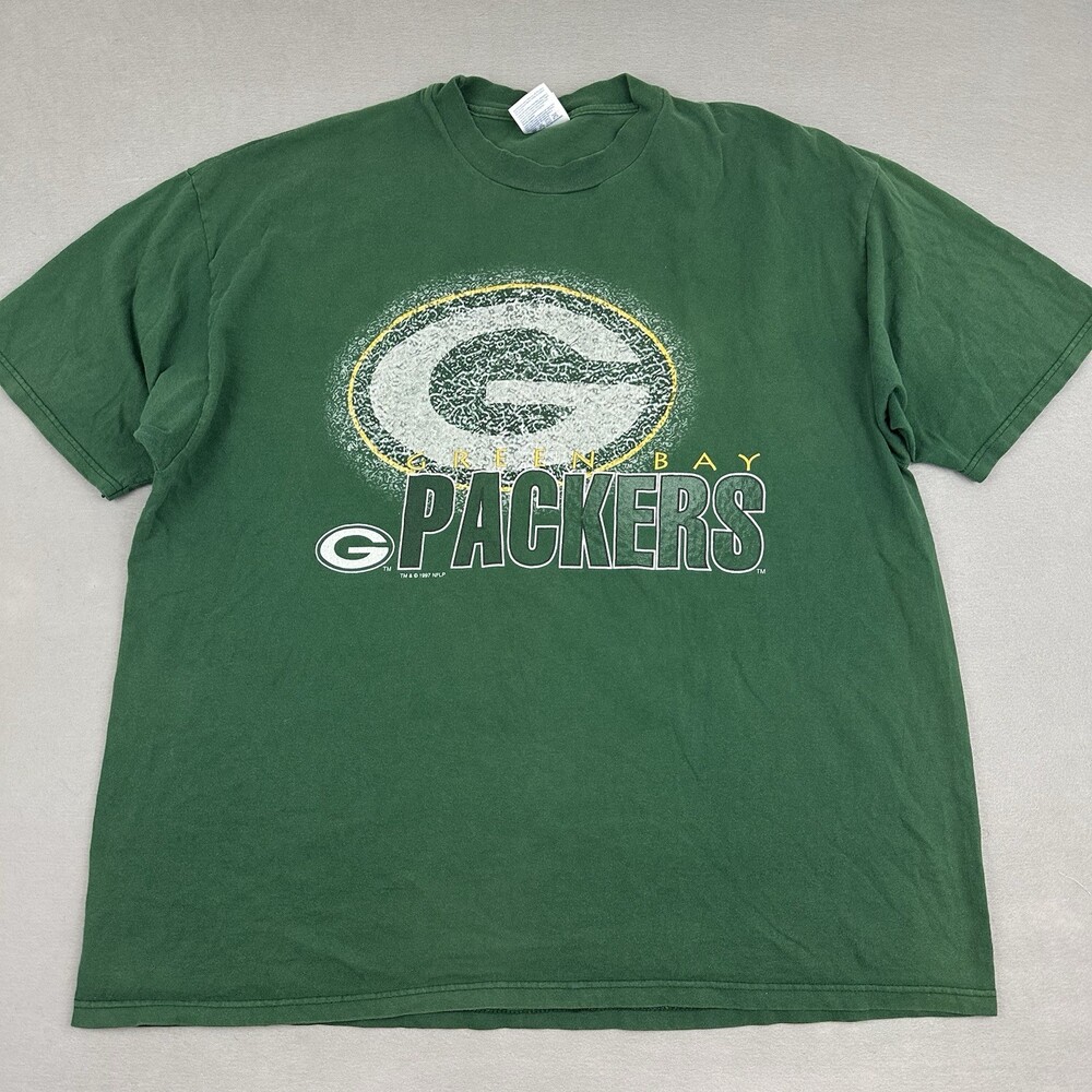 Vintage Green Bay Packers Shirt Men 2XL Green Short Sleeve Crewneck NFL 1997 USA
